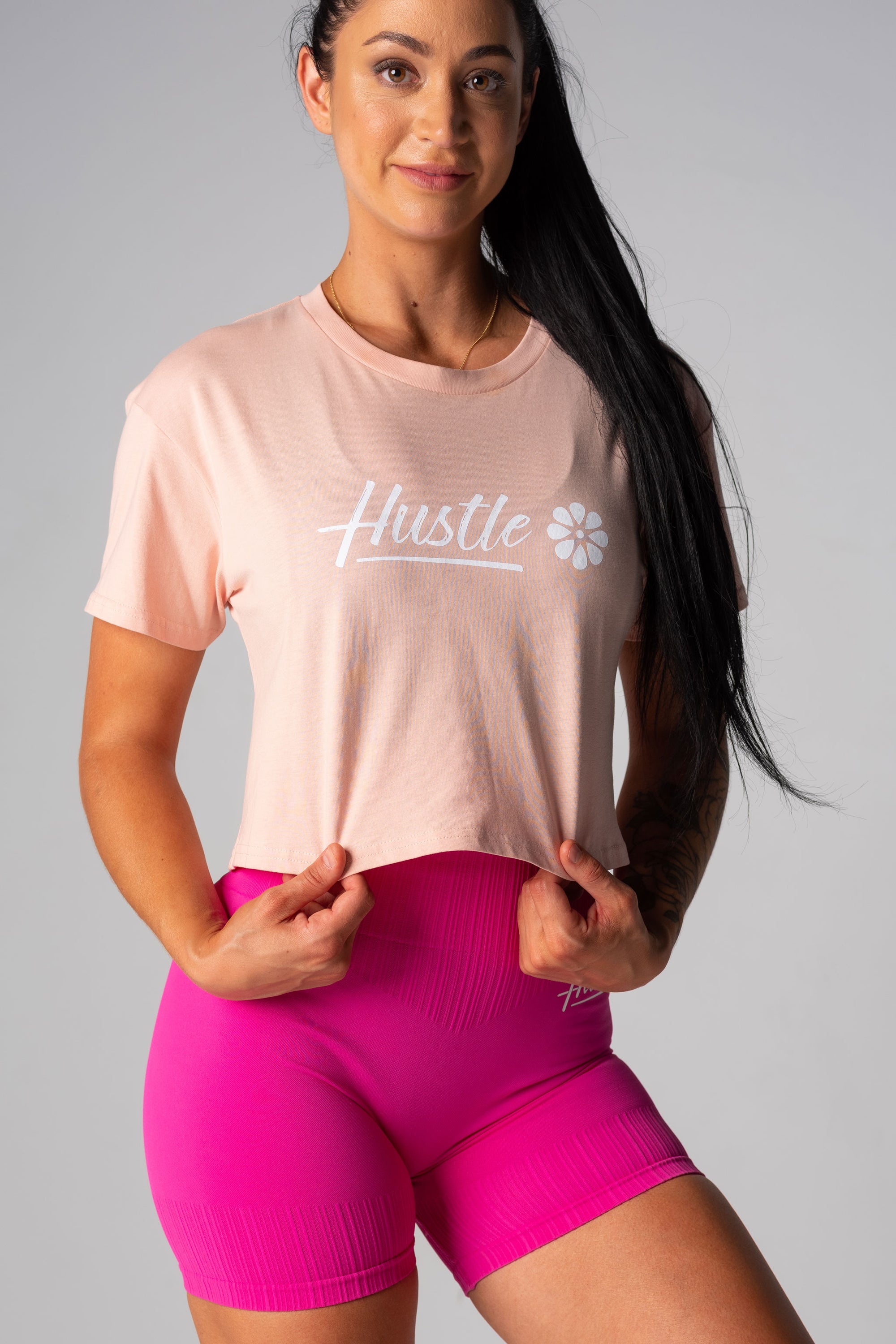 Hustle Cropped Tee Womens Dusty Pink